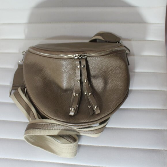 Borse in Pelle Genuine leather shoulder crossbody beige Sling bag Made in Italy - Picture 6 of 7